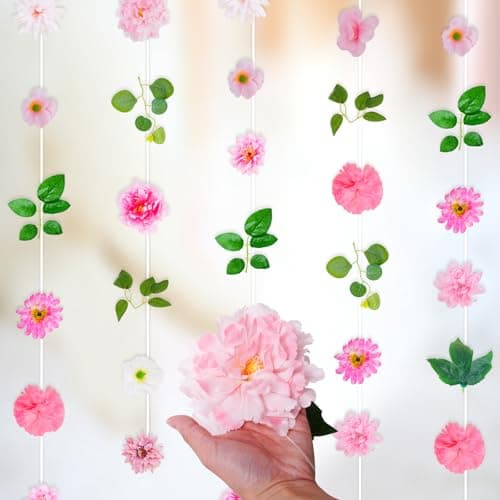Biutee 6 PCS Hanging Flower Garlands 6FT Artificial Flowers Hanging Decorations Floral Hanging Garland with Hooks Fake Flower Vines for Halloween Fall Wedding Party Baby Shower Home Decorations view 4