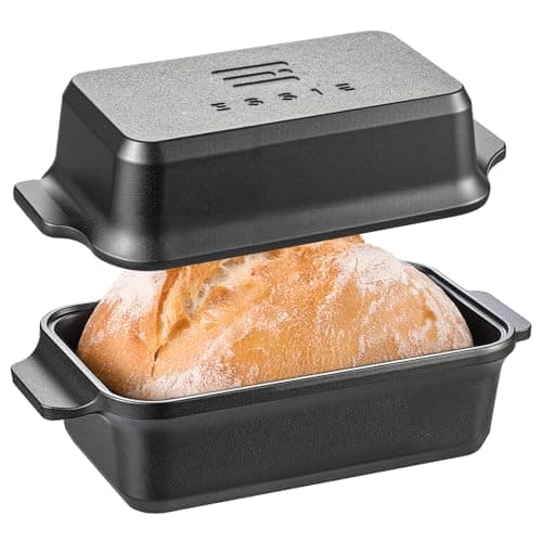 RYEDE Cast Iron Duct Oven for Sourdough Bread baking, 9×5 Loaf Pan with Lid, Bread Pans for Homemade Bread, 2 in 1 Dutch Oven Pot with Lid, Pre-Seasoned (4.5 QT) view 1