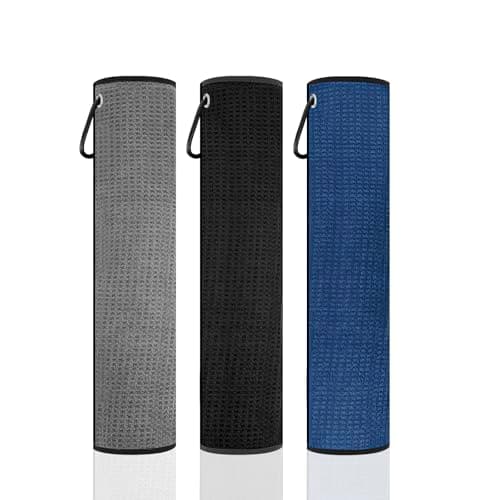 NUOYEE 3 Pack Microfiber Golf Towel Set Men Women with Carabiner Clips Waffle Golf Club Bag Towels Cleaning Rags(Small) view 4