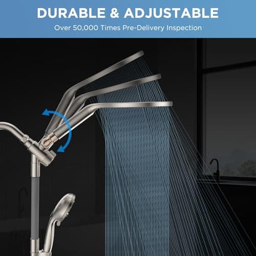 Dual Handheld Shower Head Combo, 2-in-1 Rain Shower Heads System 8 Inch Rainfall Shower Head and 10 Modes High Pressure Hand Held Showerhead with Built-in Power Wash view 2