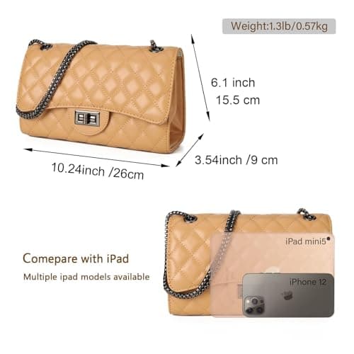 Gladdon Quilted Crossbody Purse for Women Trendy Ladies Shoulder Bag with Chain Designer Purses view 3