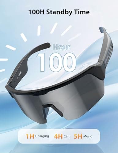 AIRMARS Bluetooth Sunglasses for Men and Women, Built-in Mic & Speakers, Polarized Sport Smart glasses for Running/Cycling, UV Protection, Voice Control (Black) view 4
