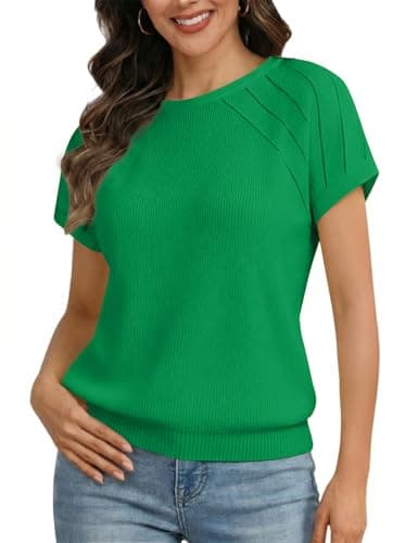 CiCiBird Short Sleeve Sweater for Women Crew Neck Summer Tops Beach Vacation Pullover Business Casual Outfits view 1