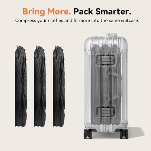 Vacuum Seal Bags for Travel with Pump, 21L Compression Packing Bags, 3 Pack 3 reusable 21L vacuum compression bags with cordless pump for carry-on suitcases, travel backpacks, packing and storage. view 6