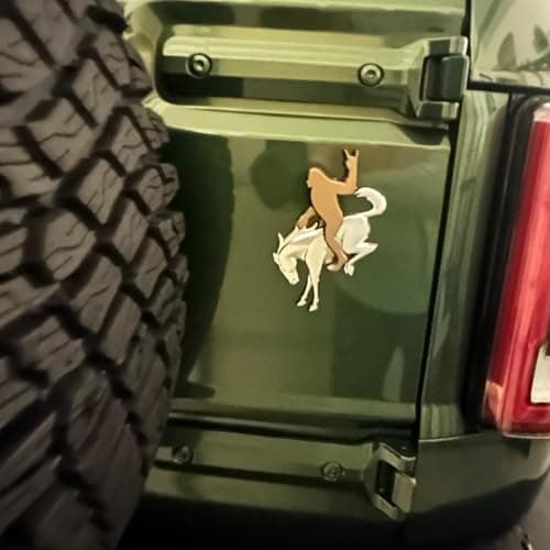 Add-A-Sasquatch Emblem for Bronco – 3" x 4" Overlay Decal – Easy Install, Industrial Strength 3M Tape – Fun Off-Road Accessory （NO Pony Emblem ）(Flat Bronze Metallic) view 3