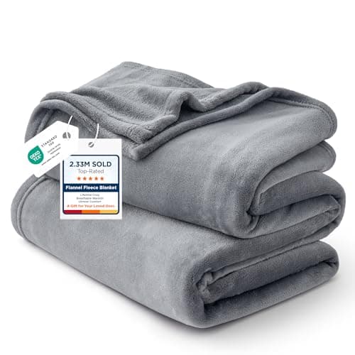 Bedsure GentleSoft Fleece Bed Blankets Queen Size Grey - Soft Warm Spring Blanket Lightweight Cozy Anti-Static Microfiber, Room Home Decor Gifts for Women and Men, 90x90 inches view 1