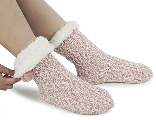 BenSorts Women Non Slip Winter Thick Slipper Socks with Grippers Warm Fuzzy Socks Christmas Gifts view 5