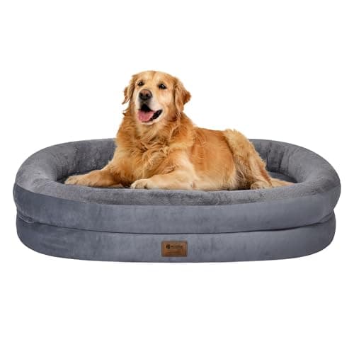 WOZOKE Orthopedic Dog Bed for Large Dogs, Waterproof Dog Bed for Large Size Dogs with Bolsters, Egg Crate Foam Sofa Bed with Washable Removable Cover & Non-Slip Bottom, Dark Grey — image 1