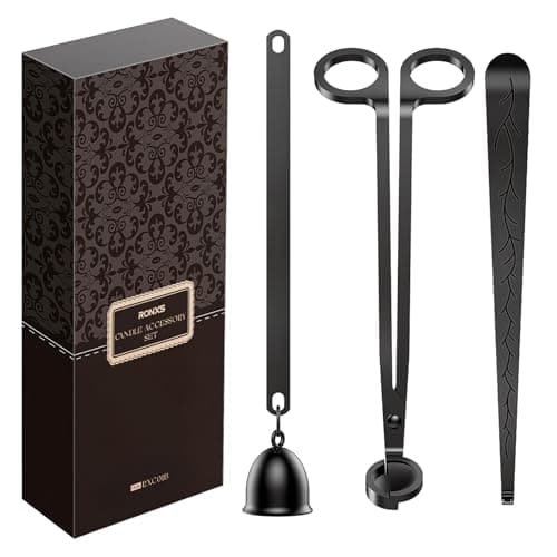 RONXS 3 in 1 Candle Accessory Set, Candle Wick Trimmer Cutter, Candle Snuffer Extinguisher, Wick Dipper with Gift Package for Candle Lover (Black) view 1