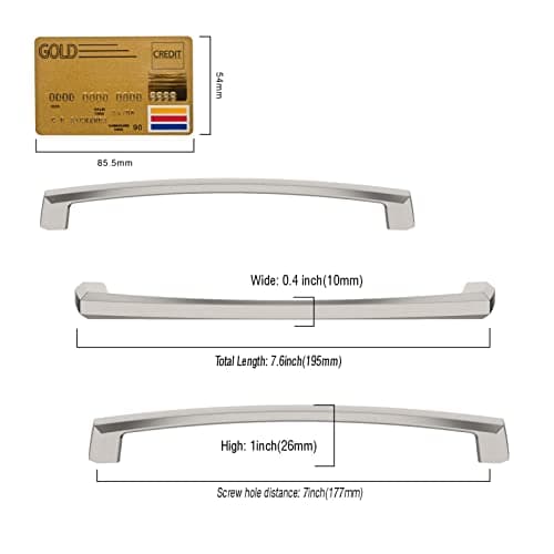 Amerdeco 10 Pack Brushed Satin Nickel Cabinet Pulls, 5 Inch(128MM) Hole Centers, Kitchen Cabinet Handles, Drawer Pulls, ZH0032 view 3