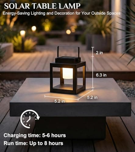 Solar Lantern Outdoor Table Lamp - Portable Hanging LED Lights, Dural Rechargeable Waterproof Decorative Lights for Patio Camp view 6