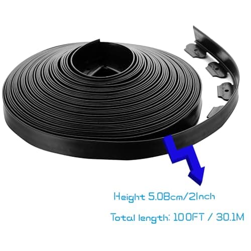 JDXN No Dig Landscape 2 Inch Tall Edging Garden Edging Landscape Edging Comes with Spikes for Landscaping, Flower Gardens, Lawn (Black, 20FT) view 3