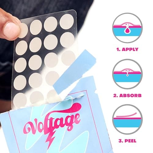 Voltage Pimple Patches for Face: Hydrocolloid Patch for Covering Zits, Blemishes, Protect Skin, and Accelerate Healing, 20 Count, Acne Pimple Patches view 3