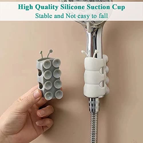 4 Pack Vacuum Suction Cup Shower Head Holders, Junvaia Silicone Strong Suction & Waterproof Showerhead Holder, Bathroom Handheld Shower Holder, Removable Wall Mounted Suction Bracket (2 White, 2 Grey) view 7