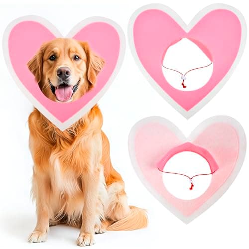 Dog Birthday Outfit - Dogs Double Heart-Shaped Valentine Clothes Hat Costumes, Love Dress Up Headwear Birthday Outfits, Adjustable Pet Heart Collar for Holiday Party Photo Props(Large) — image 1