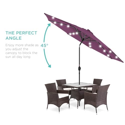 Best Choice Products 10ft Solar Polyester LED Lighted Patio Umbrella w/Tilt Adjustment and UV-Resistant Fabric view 2