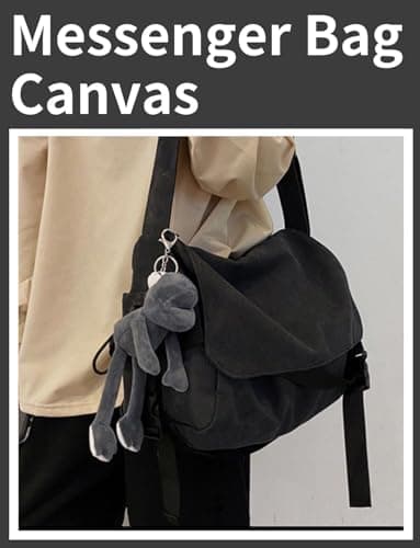 Gleease Canvas Messenger Bag for Men Women Large Crossbody Bag Hobo for 14inch Laptop Vintage Satchel for College Travel Work view 3