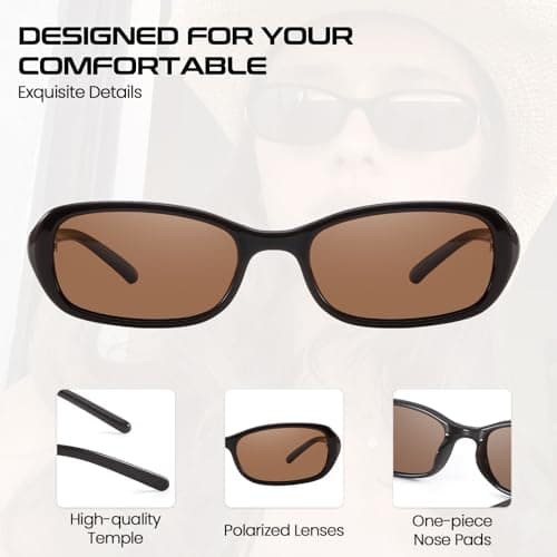SODQW Rectangle Oval Sunglasses for Women Polarized 90s Vintage Small Sun Glasses Trendy Narrow Ladies Shades UV400 view 4
