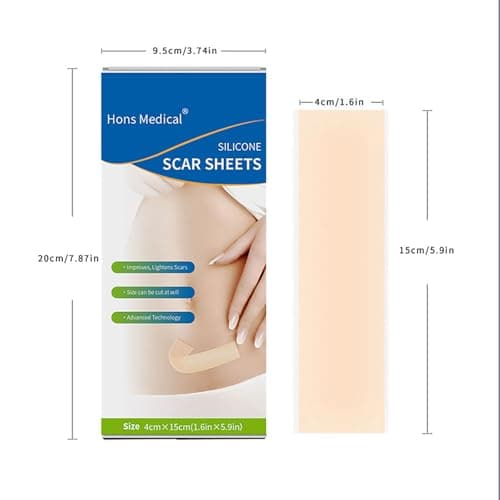 Silicone Scar Sheets Scars Removal Treatment 3PCS Medical Grade Scar Tape for Surgical Scars Resuable Strip for Tummy Tuck,Incision,Keloid,C-Section,Burn,Acne Scars view 2