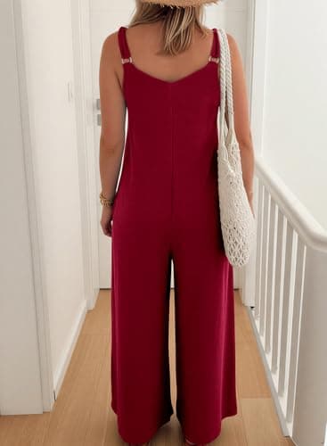 Acelitt Womens Sleeveless Wide Leg Jumpsuits with Pockets,S-XXL view 2