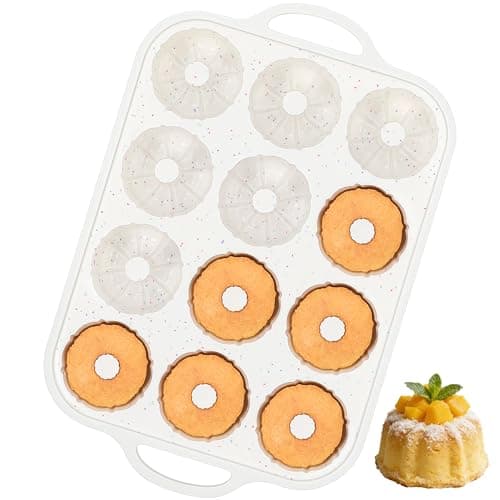 AOTASO 3 Inch Silicone Mini Fluted Tube Cake Pans with Metal Reinforced Frame, 12-Cavity Non-Stick Mini Flan Molds for Daily & Holiday Desserts (1 Pack) view 1