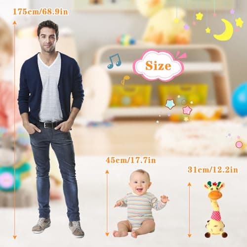 LLUKEME Dancing Giraffe Toy Stuffed Animal Toddlers Gifts for Baby Toys Singing Song Toddlers Toy Repeats What You Say Glowing Musical Toy for Baby Birthday Gift Groovy Giraffe Toy view 5