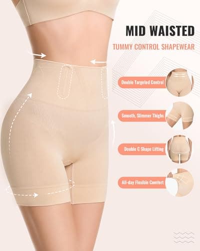 ForeverShaper Tummy Control Shapewear for Women Seamless Girdle Shapewear Shorts Mid Waist Body Shaper Thigh Slimmers view 2
