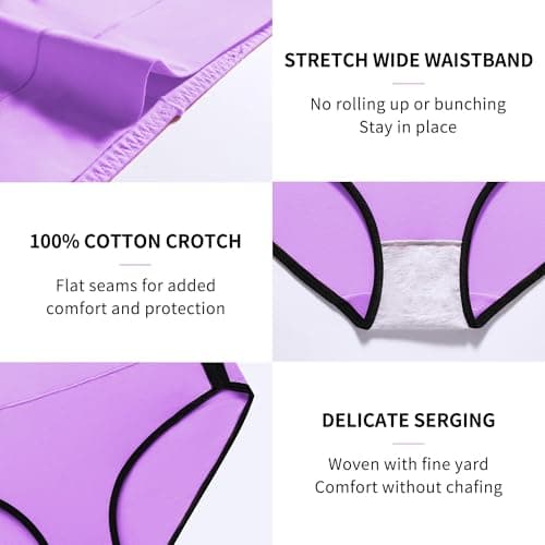 CAILECOTTON Womens Underwear Cotton High Waisted Underwear for Women Brief Soft Stretch Breathable Everyday Hipster 5ps view 5