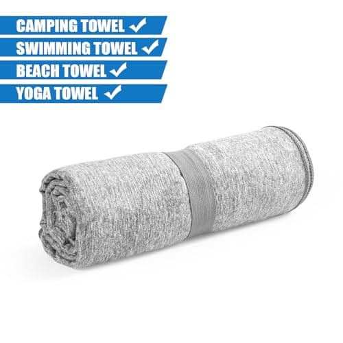 KISS QUEEN Quick Dry Microfiber Towel for Camping,Beach Travel Body Gym Hiking Swimming Pool Hot Yoga Mat Towels (Grey, 30X60 Inch) view 3