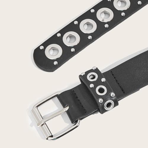 EONTISO Women Studded Leather Belt for Jeans, Punk Rock Western Fashion Belts view 4