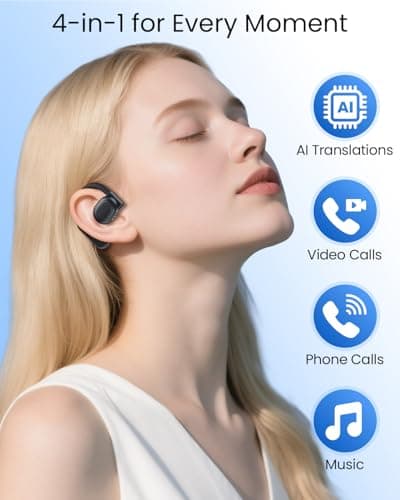 AI Translation Earbuds Real Time 164 Languages 80H Playtime Translator Ear Buds Audifonos Traductores Inglés Español Wireless Earphones Bluetooth AI Headphone for Travel Meeting Learning K08 Black view 5