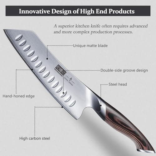 HOSHANHO 7 Inch Japanese Chef Knife, Ultra Sharp Kitchen Santoku Knives | Professional Japanese High Carbon Stainless Steel Kitchen Knife, Cooking Knife with Ergonomic Pakkawood Handle, Gifts view 2