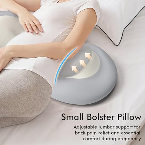 Pregnancy Pillows for Sleeping, Memory Foam Cooling Maternity Wedge Pillow | Adjustable Travel Pregnancy Pillow for Pregnant Women, Small Maternity Pillow with Washable Cover for Belly/Back Support|Grey view 6