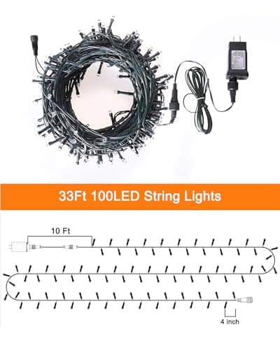 Blingstar Christmas Lights Colored String Lights 33 Ft 100 LED Waterproof Multicolor Twinkle Lights 8 Modes 30 V Plug in Fairy String Lights for Indoor Outdoor Xmas Tree Bedroom Garden Party Decor view 4