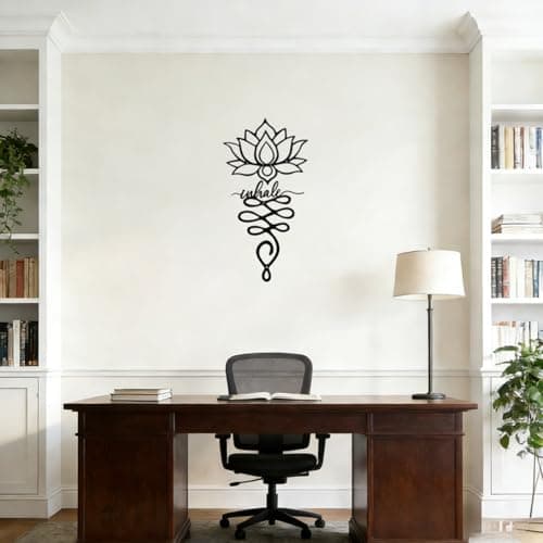 JBCHUCI Lotus Flower Wall Decor - 23.7”x12.6” Black Metal Yoga Meditation Wall Art, Boho Zen Sculpture for Home Living Room, Bedroom, Office, Spiritual Gift & Mindfulness Decor for Yoga Lovers view 7