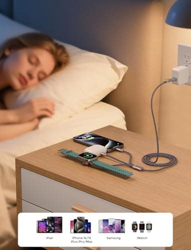 2026 Travel Essentials,3 in 2 USB C Cable for Apple Watch Charger,iPhone Charger,Multi Charging Cable,Cruise Vacation Camping Essentials for iWatch Series 11-2/Ultra,iPhone 17-12,Car,Sony PSP Cables view 2