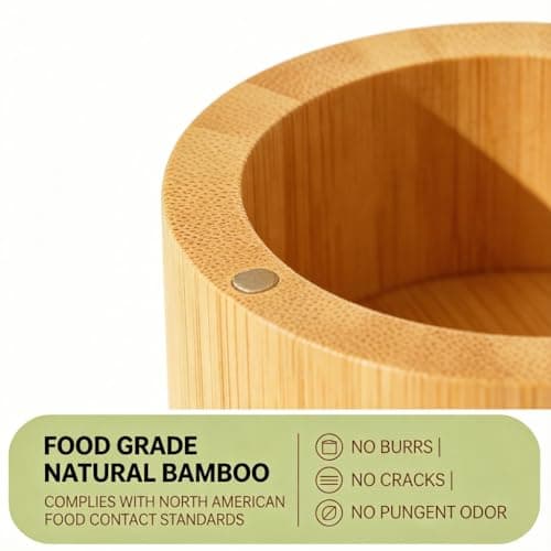 DegoCython 3-Layer Bamboo Salt Container with Magnetic Lid and Spoon, Large Capacity 10.5 Oz (Approx 287.7g) - Ideal for Celtic Sea Salt, Redmond Real & Pepper Storage view 5