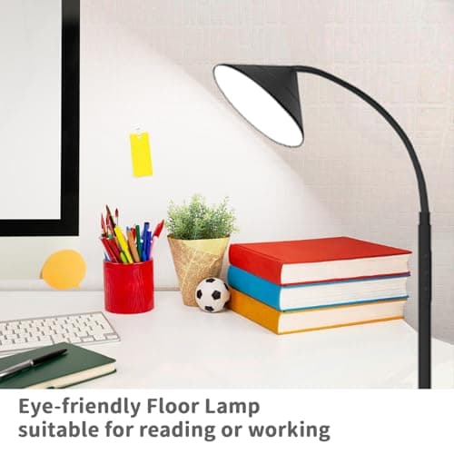 mukuxin 76" LED Floor Lamp, 18W/1800LM Super Bright Reading Standing Lamp,Stepless Dimmable&Adjustable Color Temperature 2700K-6500K w/Remote& Touch Control Lamps for Living Room Bedroom Office Black view 4