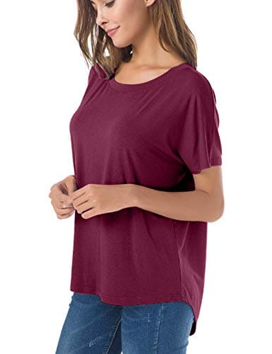Herou Casual Summer Short Sleeve High Low Loose T Shirt Basic Tees Tops for Women view 2