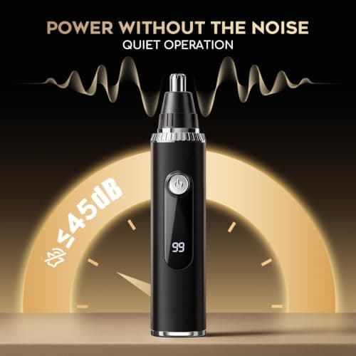 Nose Hair Trimmer for Men Women,3-in-1 Rechargeable Ear and Nose Trimmer with LED Display, Painless Eyebrow, Sideburn and Facial Hair Trimmer, USB-C, Waterproof, Dual-Edge Blades, gifts for men(Black) view 5