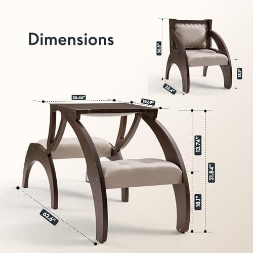 FLEXISPOT 3-in-1 Convertible Chair to Table with 2 Seats,Desk and Chair Set for 2, Upholstered Accent Chair with Solid Wood Frame, Easy Flip Design, Space Saving Furniture for Small Apartments view 2