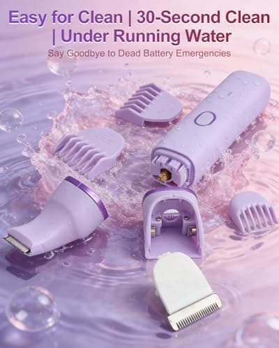 Bikini Trimmer for Women, 2-in-1 Waterproof Painless Body Shaver for Legs, Underarms, Bikini Line with Narrow & Wide Ceramic Blades, 3 Combs, USB Rechargeable, Travel Friendly Gift for Women,Mauve view 5