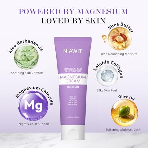 NIAWIT Magnesium Cream – Restful Sweet Sleep + Muscle Relaxation for Legs, Feet & Arms | Calm Moisturizing Day & Nighttime Body Cream with Magnesium, Collagen & Shea Butter 4.23 Fl.oz view 5