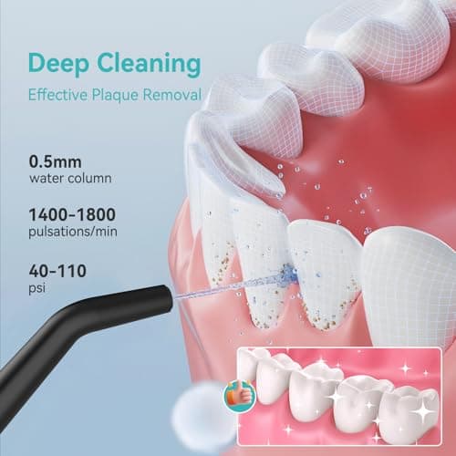 Water Dental Flossers for Teeth, 300ML Cordless Portable Electric Water Flosser, 4 Modes Oral Irrigator, Waterproof Rechargeable Water Floss for Deep Cleaning, Plaque Remover,Braces Home Travel Use view 2