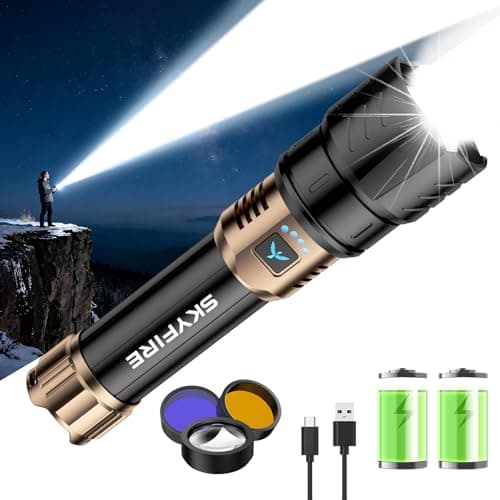 SKYFIRE Rechargeable Flashlights High Lumens with Ignition Lens &3 Colors Light,10000mAh LED Super Bright Flashlight, Zoomable,4Modes,Waterproof Tactical Flash Light for Outdoor,Home &Gift — image 1