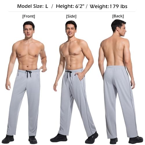 SACUIMAN 3 Pack Mens Athletic Sweatpants with Zipper Pockets,Workout Gym Running Jogging Training Pants for Men view 5