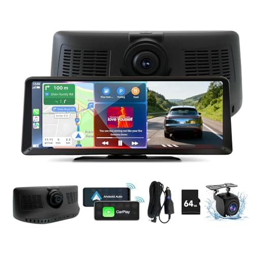 8.1" HD Carplay Screen for Car Stereo, 2K Dash Cam Wireless Portable Touch Screen Car Play with Apple Carplay & Android Auto with 1080P Back Up Camera, Bluetooth, Mirror Link, GPS , AUX, Voice Control