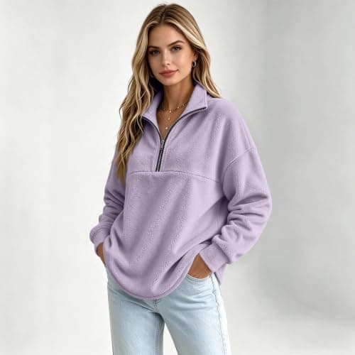 Flannel Quarter Zip Pullover Women view 5