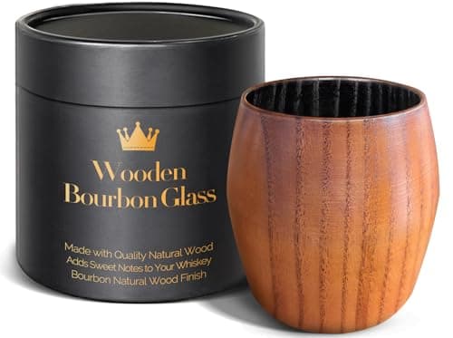 Charred Wooden Bourbon Drinking Glass, Bourbon Gifts for Men - 10 oz Charred Wooden Old Fashioned Glass Whiskey Tumbler | Birthday Whiskey Gifts for Men, Dad or Brother | Original Bourbon Tumbler