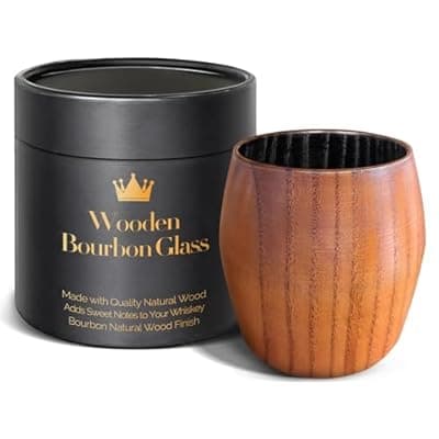 Charred Wooden Bourbon Drinking Glass, Bourbon Gifts for Men - 10 oz Charred Wooden Old Fashioned Glass Whiskey Tumbler | Birthday Whiskey Gifts for Men, Dad or Brother | Original Bourbon Tumbler